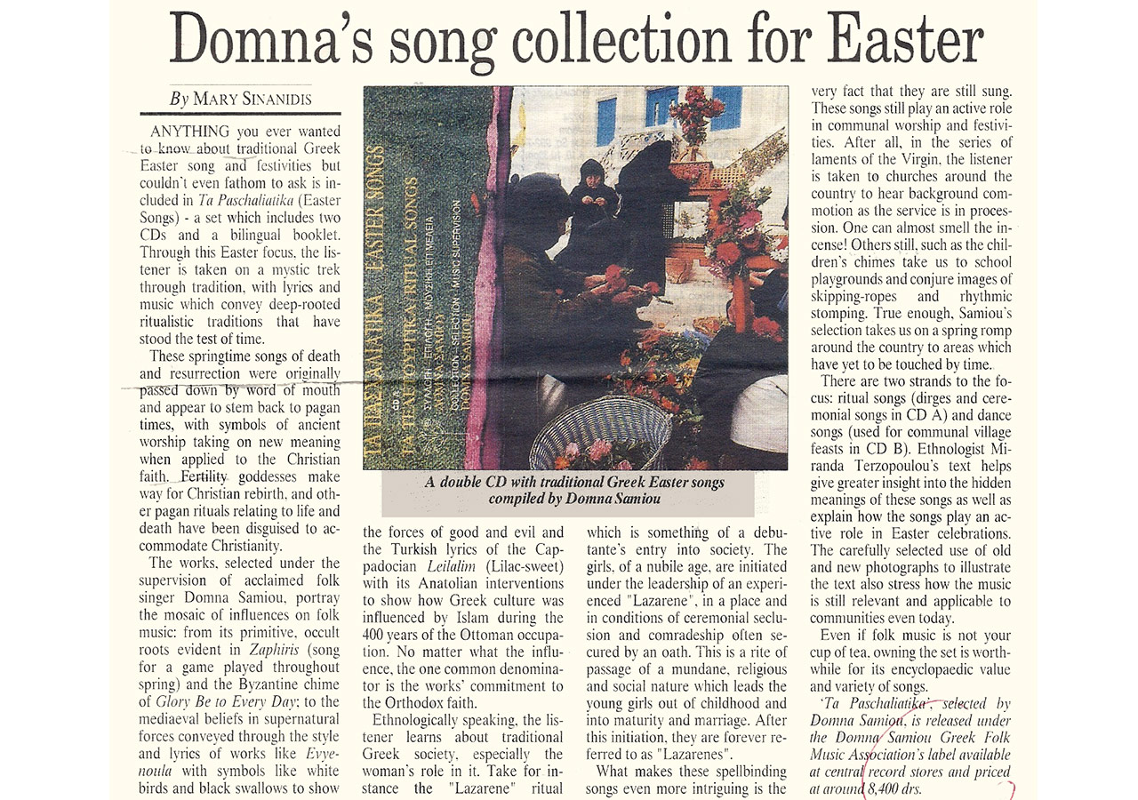 Domna’s song collection for Easter